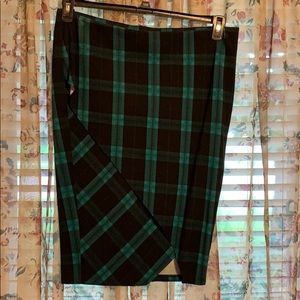 Green and black plaid skirt